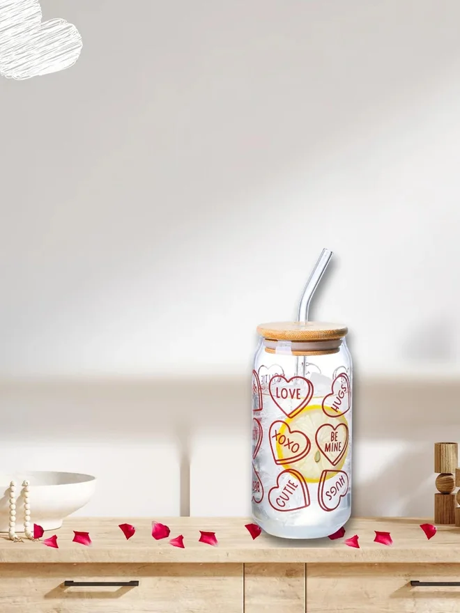 1Chase 1CHASE Set of 2 - Valentine-Themed Borosilicate Sipper Glass 350ml